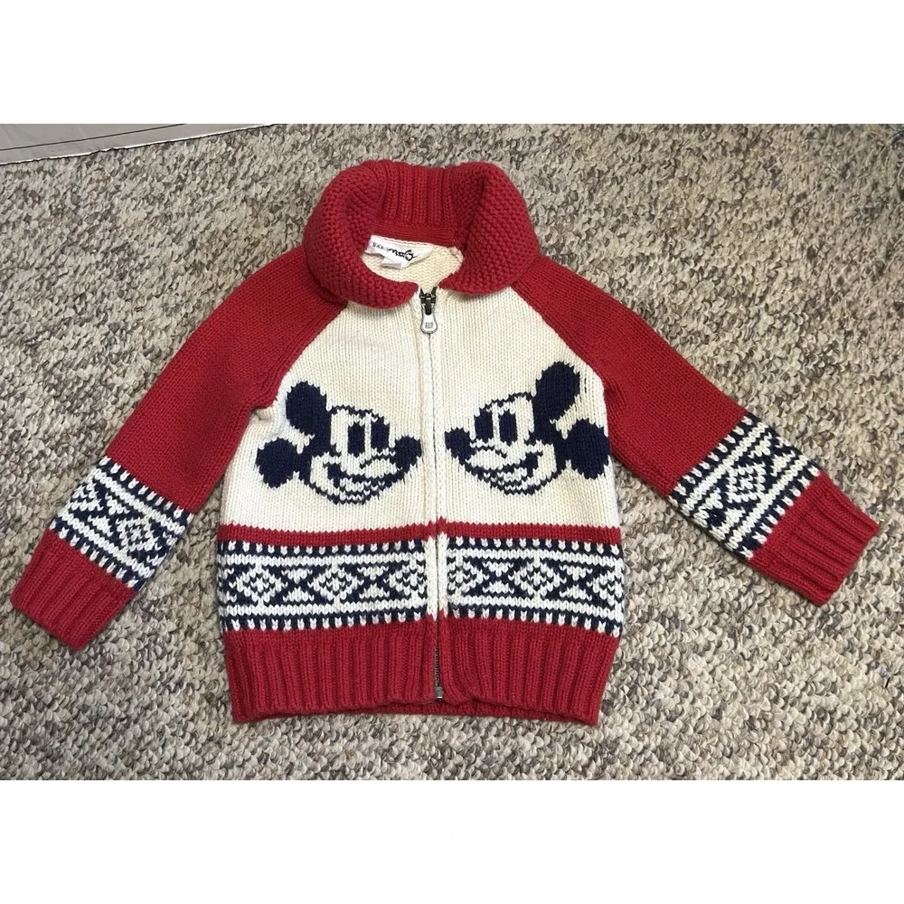 Baby GAP Toddler Zip-Up Sweater 12–18M – Disney Mickey Knit Cardigan